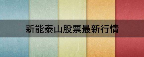 新能泰山股票最新行情（新能泰山跌5.66%报4.83元 换手4.77%）-1
