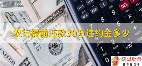 农行提前还款30万违约金多少