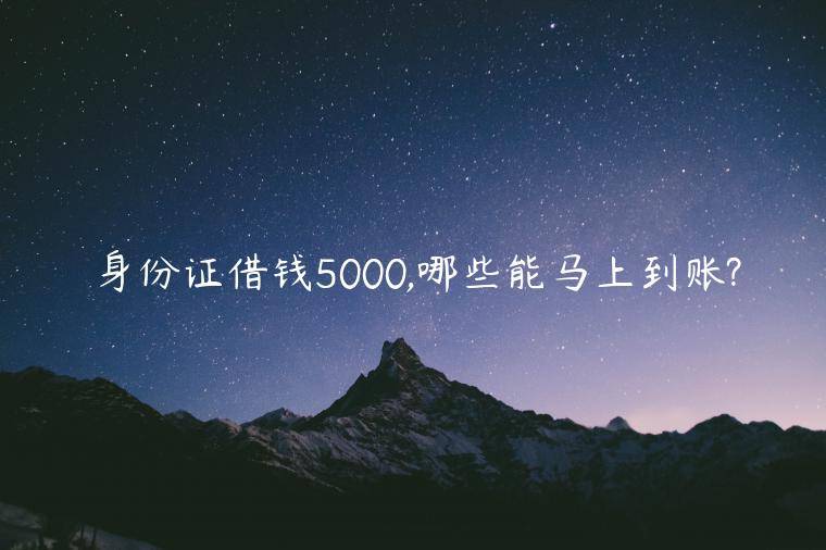 身份证借钱5000,哪些能马上到账?