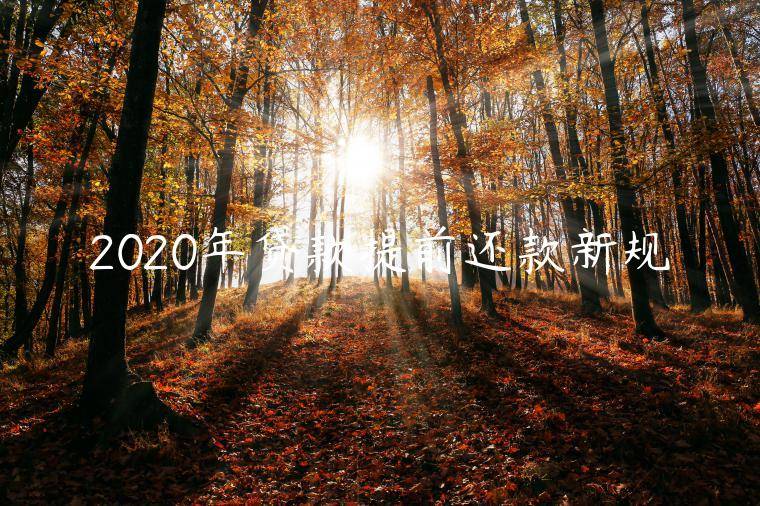 2020年贷款提前还款新规