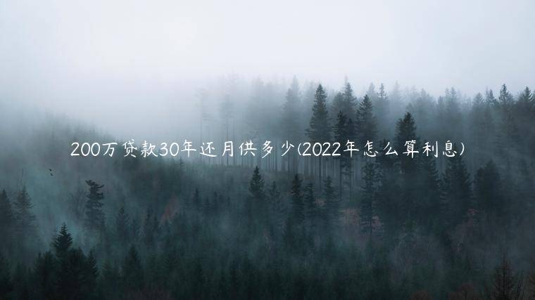 200万贷款30年还月供多少(2022年怎么算利息)