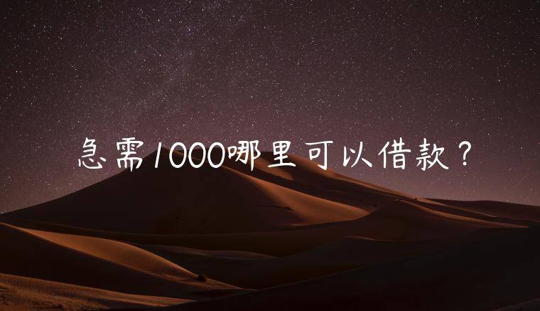 急需1000哪里可以借款？