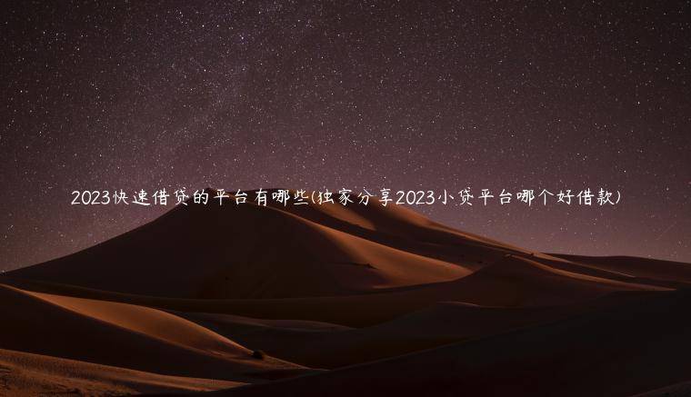 2023快速借贷的平台有哪些(独家分享2023小贷平台哪个好借款)